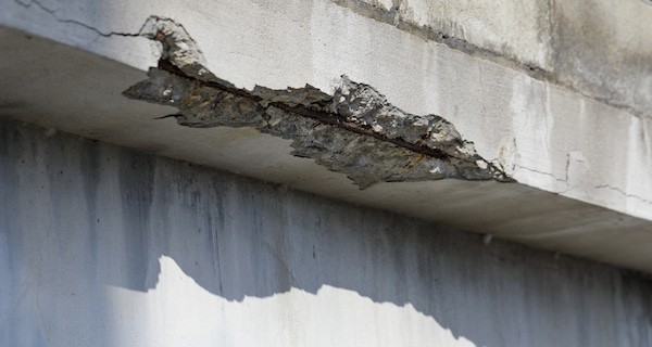 爆裂が発生したモルタル外壁